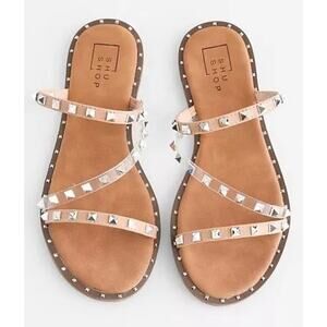 Shu Shop Belara Studded Sandals Clear Strap Nude Womens Size 9